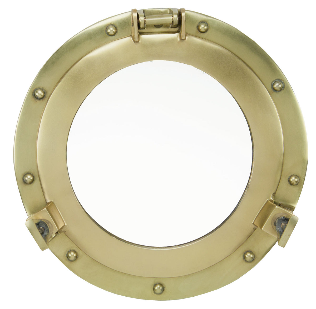 Porthole Mirror – Antique Brass Over Alum 17″ Dia 11.5″Dia. Mirror