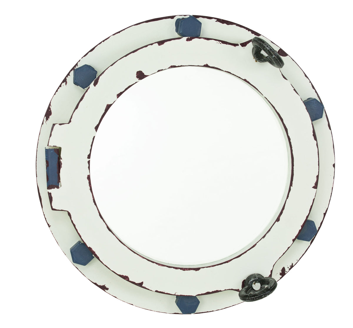 Porthole Mirror White w/ Blue