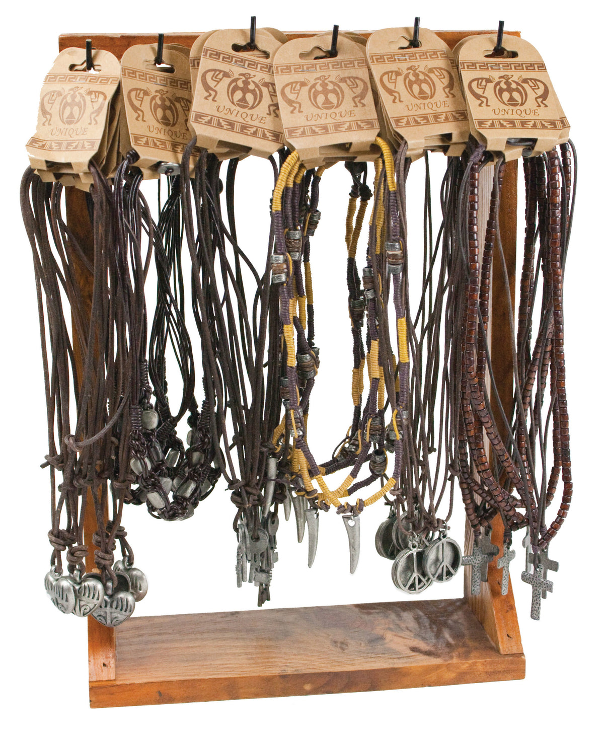 6 Style Leather Cord Necklace – (Pkg. 36 pairs)