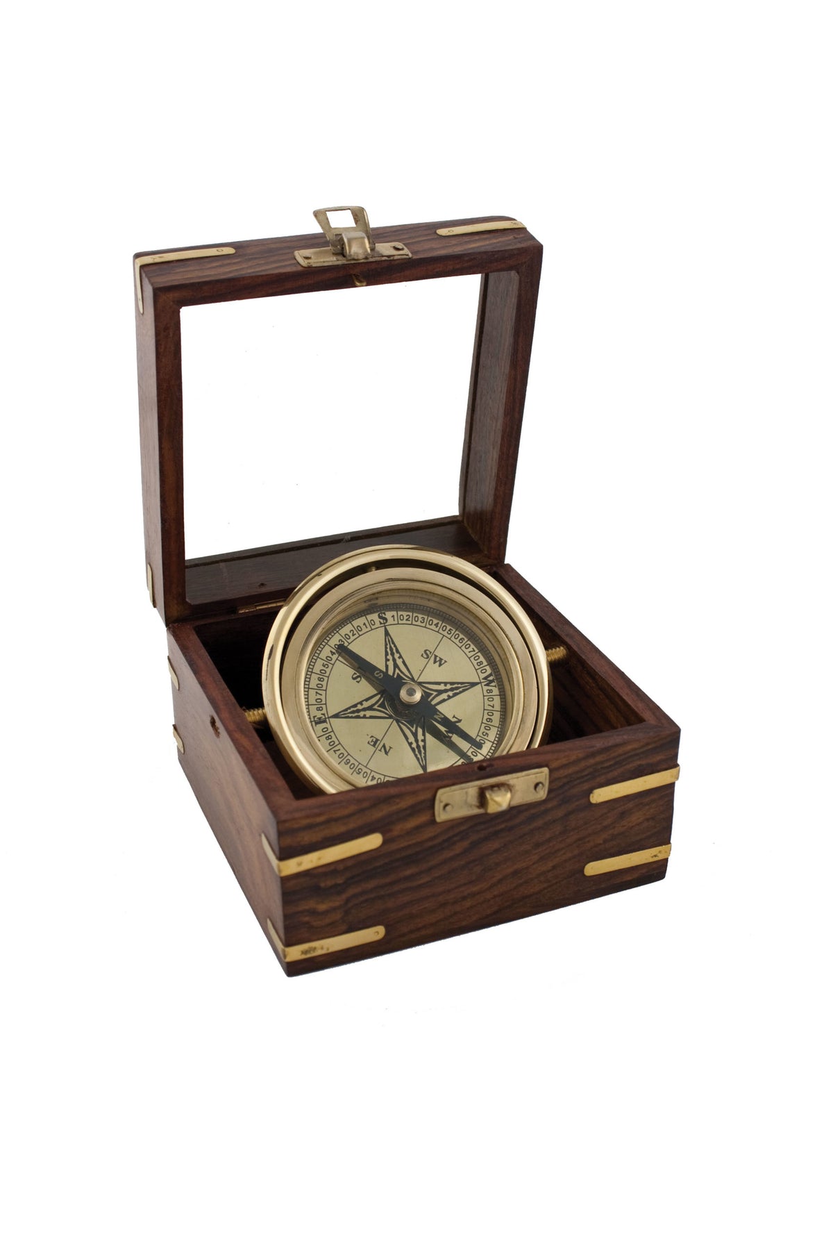 Compass In Wood Box