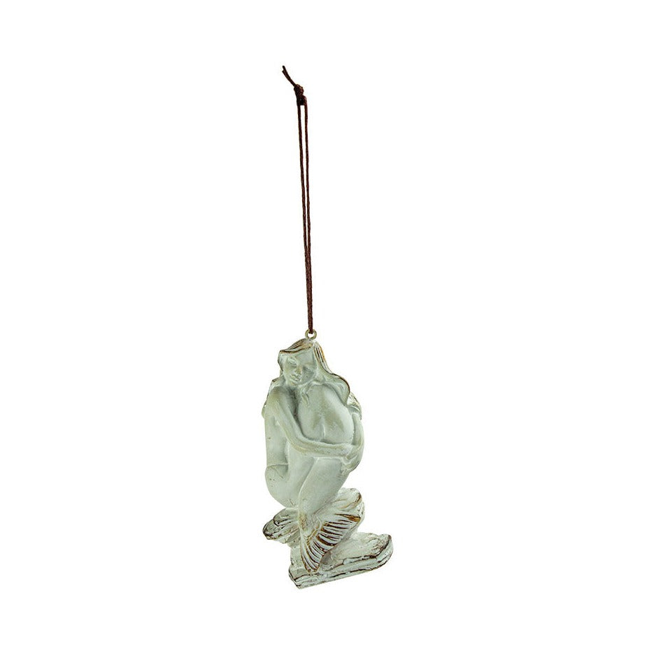 Sitting Mermaid Ornament – Antique White (Pkg. 6)