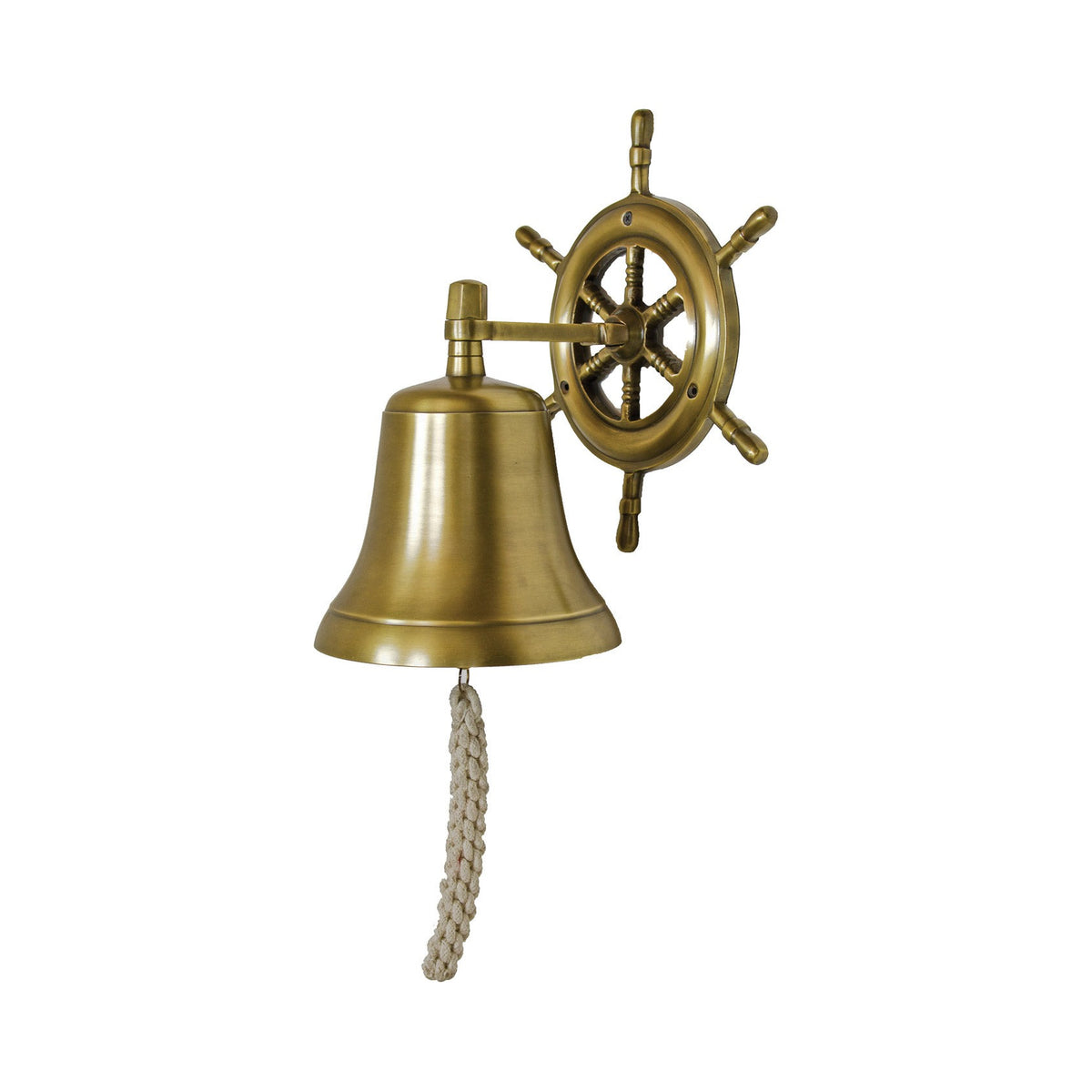 Lg. Ship Wheel Bell – Ant. Brass Over Aluminum