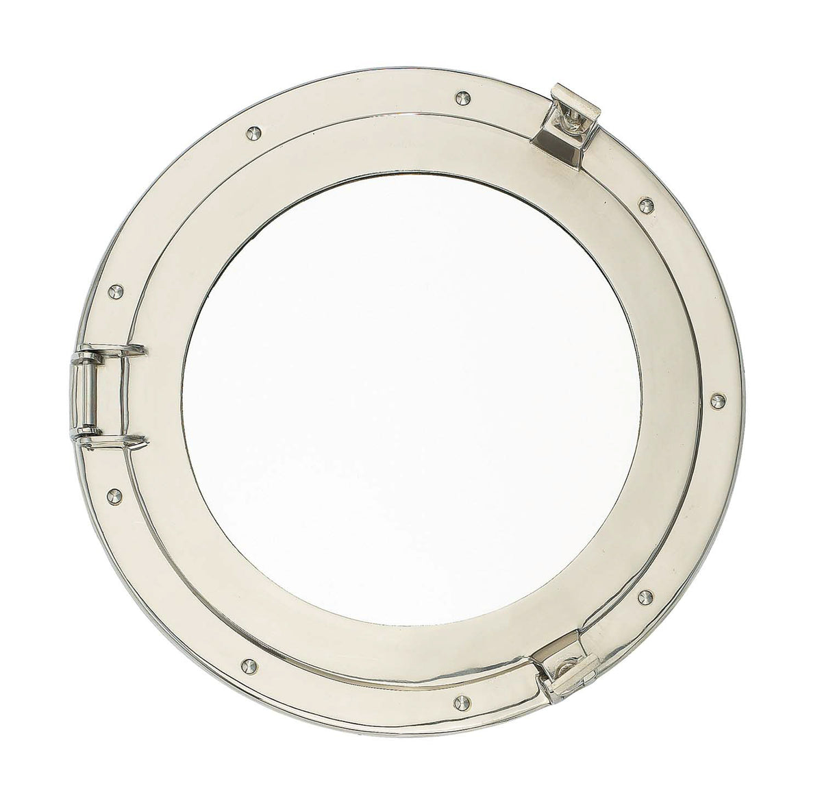 Porthole Nickel Mirror – Nickel 15″Dia. 10.5″Dia. Mirror