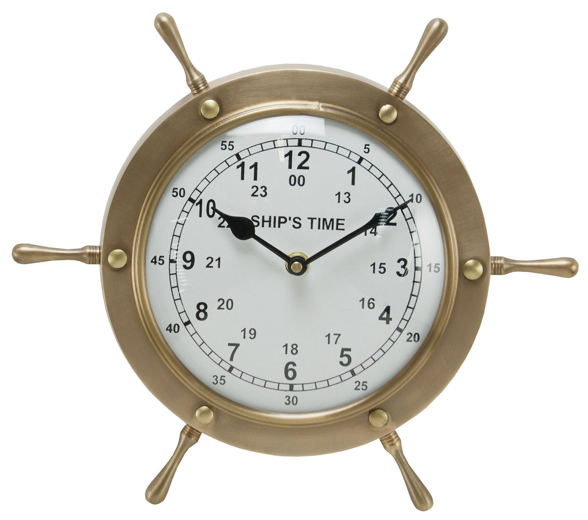 Ship Wheel Clock – Antique Brass