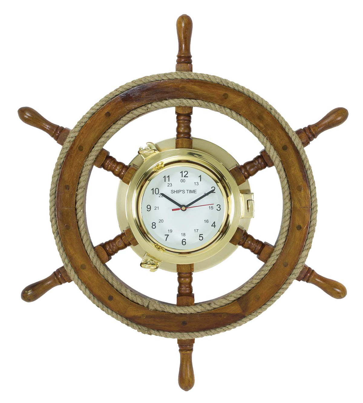 Ship Wheel Clock W/ Rope
