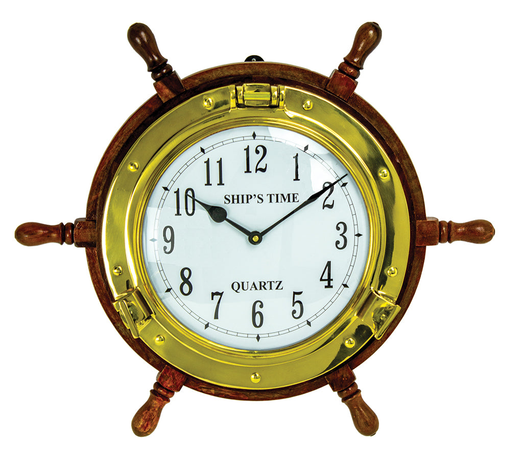 Ship Wheel Clock 18″