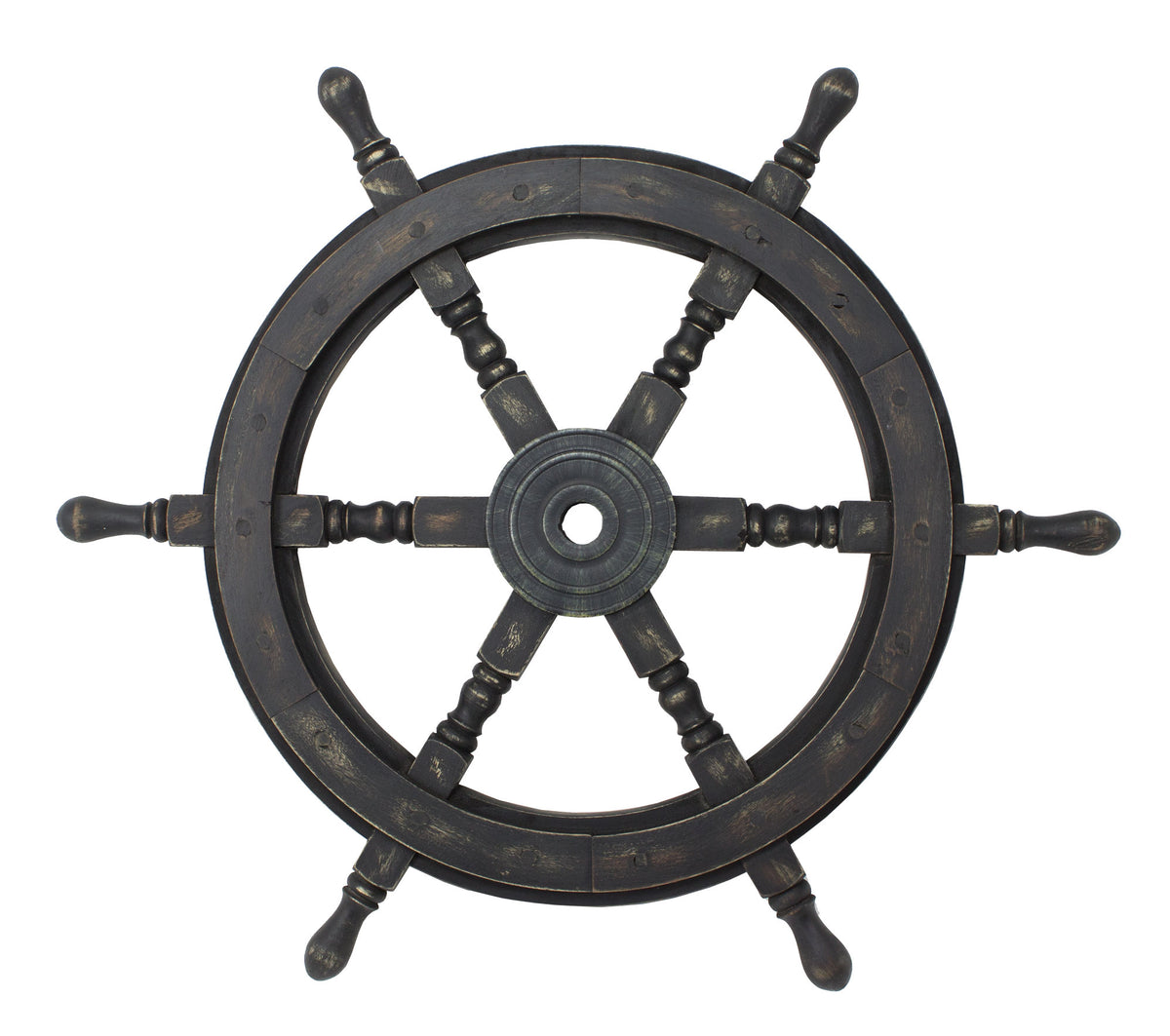 Ship Wheel Distressed – Black