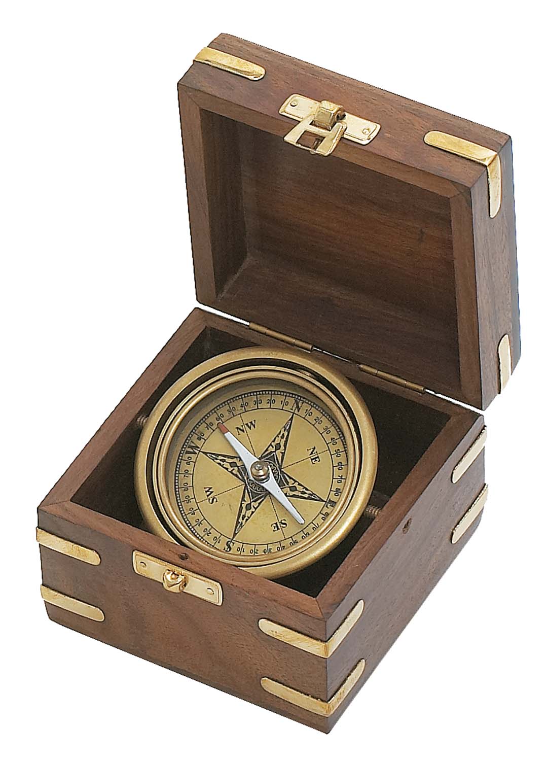 Compass w/ Wood Box – Antiqued