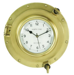 PORTHOLE CLOCK- PAPERWEIGHT, GOLD